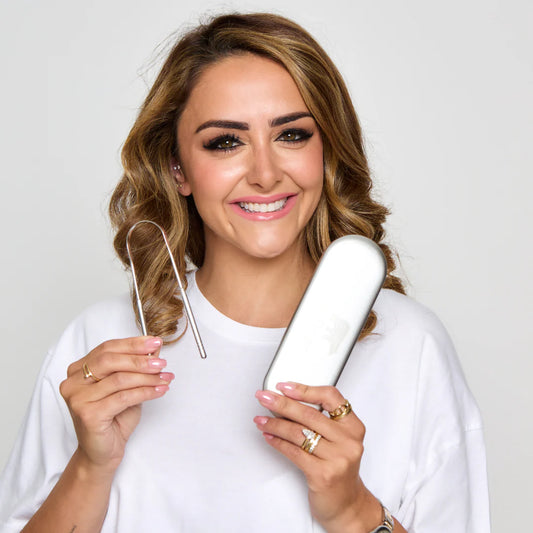 Oralluxe™ Stainless Steel Tongue Scraper – Fresh Breath & Confidence Daily